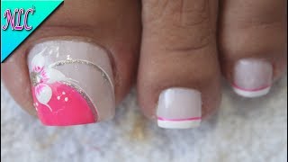 DISEÑO DE UÑAS PARA PIES FLORES FÁCIL DE HACER - FLOWERS NAIL ART - NLC