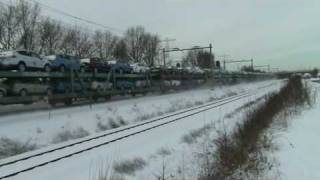Baureihe 189 Electric Locomotive Railiondb Schenker Rail Pull Auto Freight Train In Snow