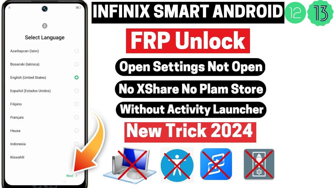 Infinix Smart Android 12/13 Frp Bypass No Activity Infinix Smart Android 12/13 Frp Bypass No Activity