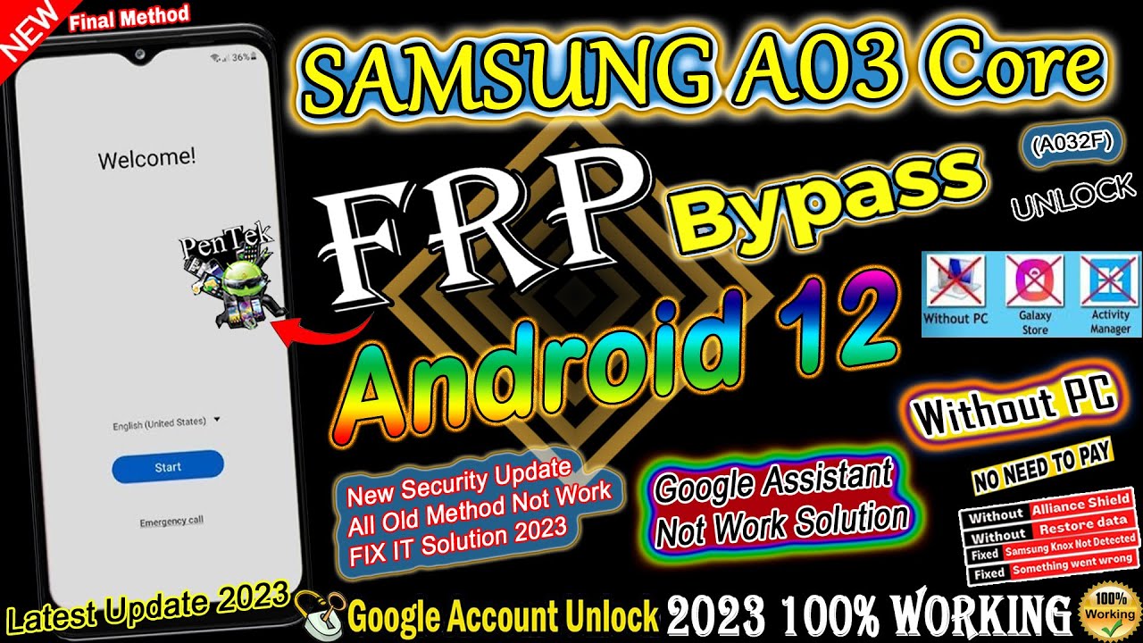 Samsung A03 Core Android 12 Frp Bypass | Without Samsung A03 Core Android 12 Frp Bypass | Without