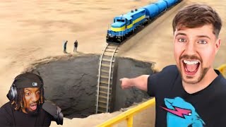 Nolifeshaq Reacts To Mr. Beast Train Vs Giant Pit (Insane)