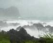 台風4号大荒れの海