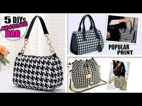 5 DIY POPULAR PRINT DESIGN PURSE BAG // Cute Goose Paws Woman Bag Ideas - YouTube
