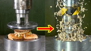 Crushing Hamburgers with Hydraulic Press | in 4K