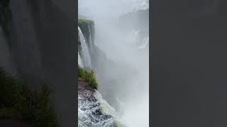 Argentina Iguazú Falls La Garganta Del Diablo With Rainbow And Birds Paradise Short View