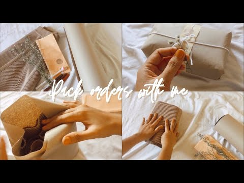 Studio vlog: how i pack my orders using kraft paper, dried flowers, yarn etc.