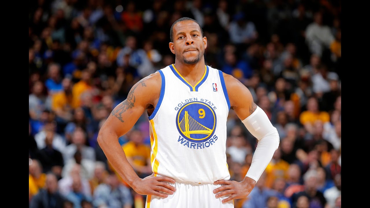 Andre Iguodala throws down a double pump dunk in a game he would.