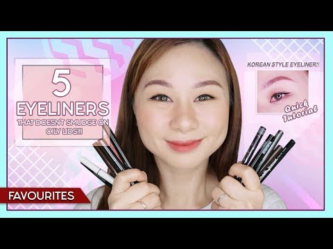 5 Eyeliners that doesn't smudge on OILY lids!!! + Korean Style Eyeliner Tutorial - YouTube