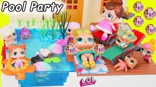 LOL Surprise Dolls Lil Sisters Swimming at Playmobil Pool