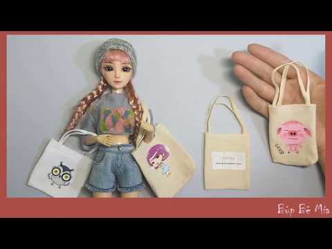 HƯỚNG DẪN MAY TÚI TOTE ĐEO CHÉO CHO BÚP BÊ/ how to make a tote bag for doll/BÚP BÊ MÍA