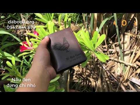 Ví da bò cao cấp khắc tên in chữ kiểu đứng - DABODA