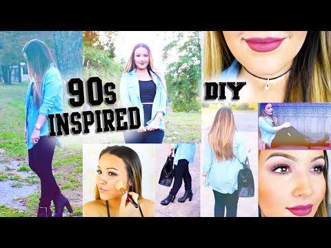 Easy 90s Makeup, Outfit, & DIY Choker Necklace - YouTube