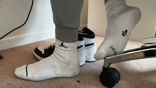 Shoeplay In Nike Air Jordan 1 Sneakers And Socks