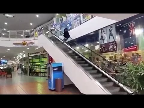 INSTABLAST! - Crazy Slam Down Escalator! Crook Nollie Front Foot Flip Out! Pole Jam Water Fountain