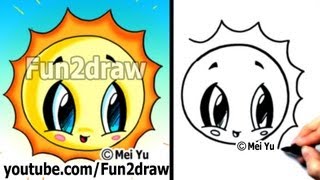 How To Draw Easy - Kawaii Tutorial - Cute Easy Cartoons - Sun Fun2Draw Online Drawing Cles