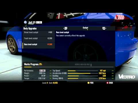 Need for Speed Shift 2 Volkswagen Golf GTI Upgrades HD 720p 