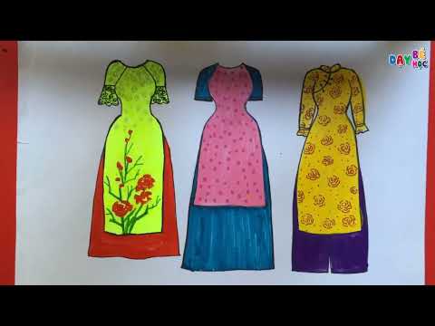 Hướng dẫn cách học tập vẽ áo dài Việt Nam | Dạy bé học