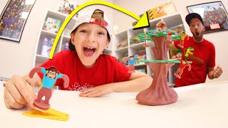 Father & Son Play Monkey Trick Shots Jumping Monkeys