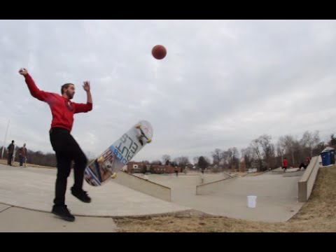 Difficult Skate Basketball Trick Shot!