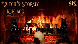 Witchs Stormy Fireplace Bubbling Cauldron Halloween Ambience Rain & Thunderstorm Sounds