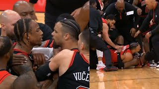 Demar Derozan And Dillon Brooks Ejected For Huge Fight After Hard Foul