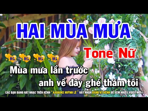 Karaoke Hai Mùa Mưa - Tone Nữ ( Gm ) Nhạc Sống Beat Hay Dễ Hát | Huỳnh Lê