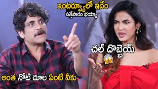 Nagarjuna And Sonal Chouhan Unexpected Conversation In Middle Of Interview The Ghost Movie Stv