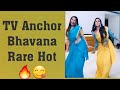 TV anchor Bhavana Balakrishnan hot navel show and thigh show