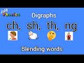 Digraphs ch, sh, th, ng Blending words. Two letters make one sound Joining words. Consonant digraphs