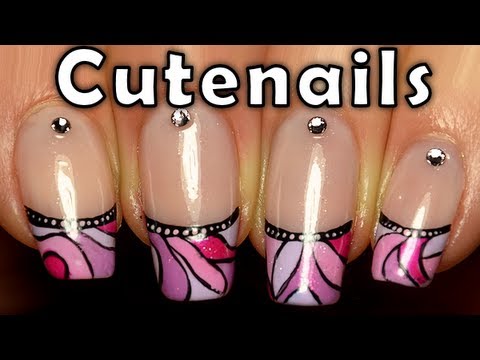 Colorful mosaic French manicure nail art tutorial by cute nails