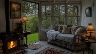 Peaceful Rainy Reading Nook In Forest Cabin Fireplace Ambience & Rain Sounds For Sleeping Deeply