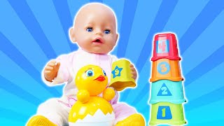 Весёлые Игры. Кукла Беби Бон Собирает Пирамидку! Как Мама С Baby Born. Развивающие Видео Куклы