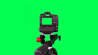Dslr Camera With Green Screen On The Tripod Isolated On Green Screen - Free Use