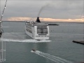 MSC Opera Cruise Ship rotating 180 degrees and almost hitting the dock