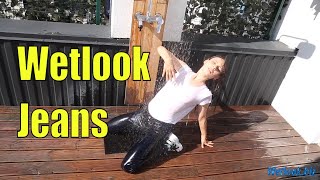 Wetlook Girl In The Shower On The Outdoor Roof Terrace | Wetlook Jeans | Wetlook Shower