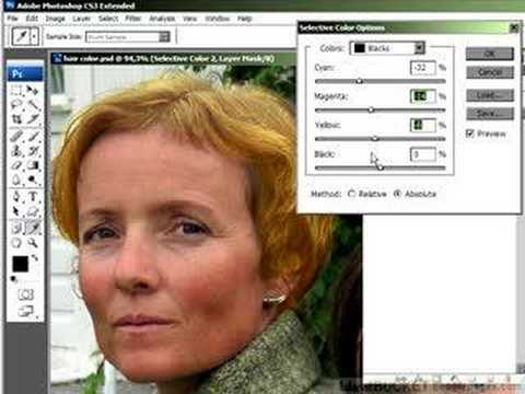 Changing dark hair color to blonde: Photoshop retouching