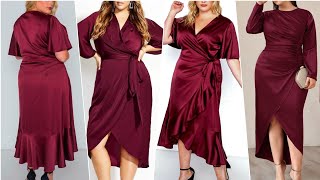 Super Cool Beautiful Plus Size Silk Satin Dressesself Belted Plus Size Dresses