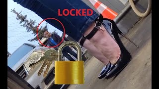 Locked In 6 Inch Stiletto High Heels At The Gas Station