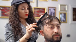 ASMR 💈 ITALIAN WOMAN BARBER 1940  (haircut tutorial)