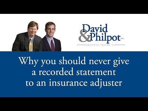 http://davidlaw.com | 800.360.7015

Many people believe that when an insurance adjuster gives you a call and tells you the conversation is going to be recorded that you have to comply. THIS...