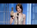 Emma Stone Gets Standing Ovation, Wins First Golden Globe Award At 2017 Golden Globes