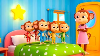 Five Little Monkeys Jumping On The Bed Fun Nursery Rhyme For Kids