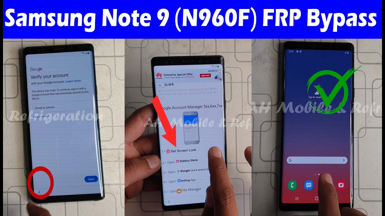 Samsung Note 9 (N960f) FRP Bypass U9 Android 10 Without Samsung Note 9 (N960f) FRP Bypass U9 Android 10 Without