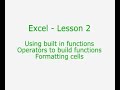 Excel Tutorial - Lesson 2