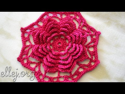 Многослойный цветок крючком связать Многослойный цветок крючком связать