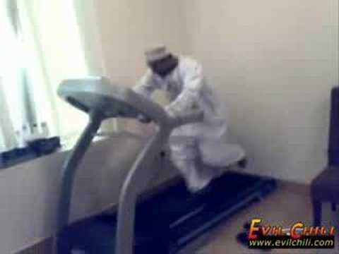 A JACKASS RUNNING BARFOOT ON THREADMILL
