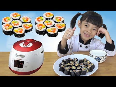 Bé thử làm món Kimbap với nồi cơm điện Cuckoo Hàn Quốc ❤ AnAn ToysReview TV ❤