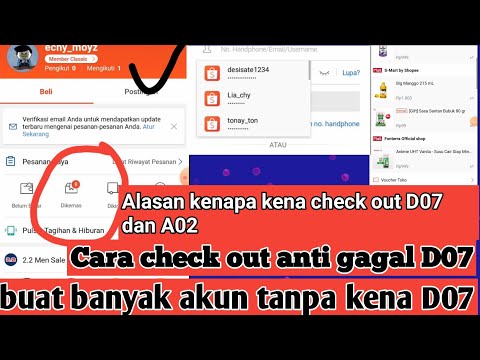 Cara Bikin akun Baru ShopeeTanpa Kena Check Out Gagal (D07)D02 D04
