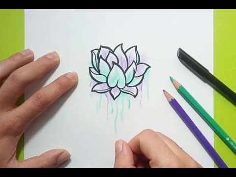 Como dibujar una flor de loto paso a paso 