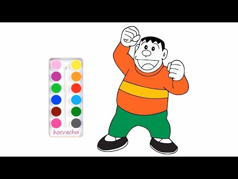 vẽ doremon nobita xuka chaien xekô / dạy bé vẽ và tô màu nhân vật hoạt hình